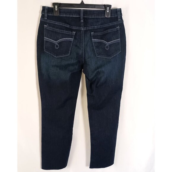 Lee Riders Mid Rise Straight Jeans Sz 10P Petite Altered Hem Slit Denim Great - Picture 4 of 9